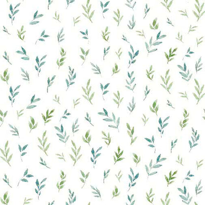 Green Blue Tiny Leaves | Springs Creative Intriguing Mushrooms | 100% Cotton Quilting Fabric