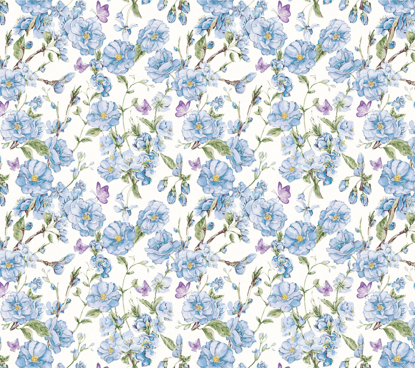 43-44" Wide ANTHEMY BLUE Floral Quilt Fabric from Judy's Bloom Collection by Eleanor Burns for Benartex - Sold by the Yard