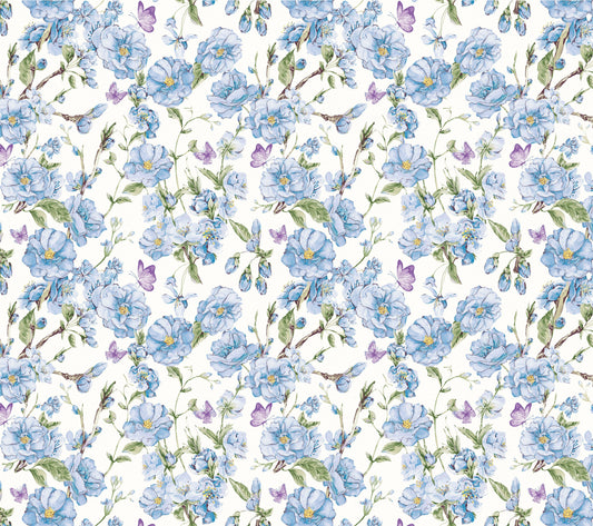 43-44" Wide ANTHEMY BLUE Floral Quilt Fabric from Judy's Bloom Collection by Eleanor Burns for Benartex - Sold by the Yard
