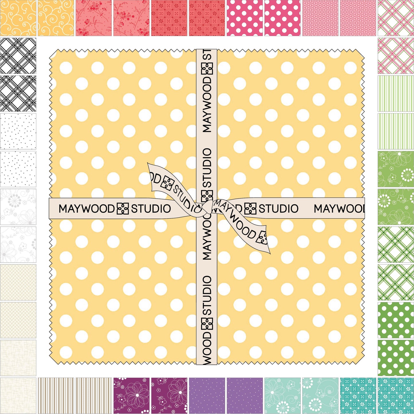 Kimberbell Spring Basics Fabric Layer Cake for Maywood Studio - 42 - 10" Quilt Fabric Squares - 21 Different Fabrics