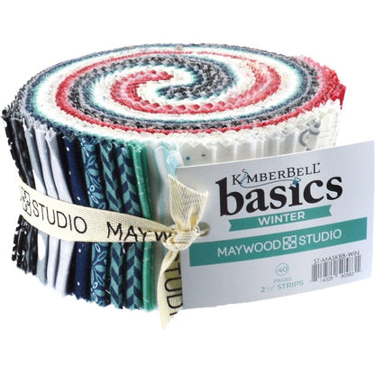 2 1/2" Fabric Strip Set Maywood Studio Kimberbell Winter Basics - 40 Fabric Strips 2-1/2" x 42" - 21 Different Fabrics