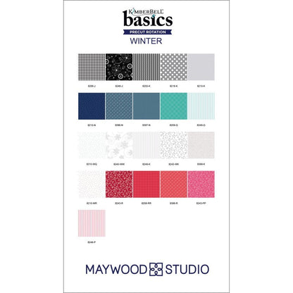 2 1/2" Fabric Strip Set Maywood Studio Kimberbell Winter Basics - 40 Fabric Strips 2-1/2" x 42" - 21 Different Fabrics