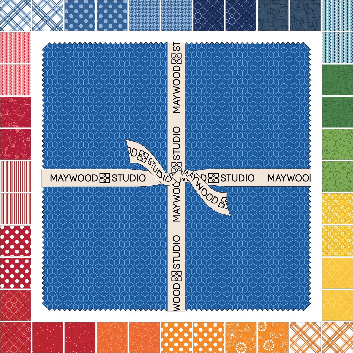 Kimberbell Summer Basics Fabric Layer Cake for Maywood Studio - 42 - 10" Quilt Fabric Squares - 21 Different Fabrics