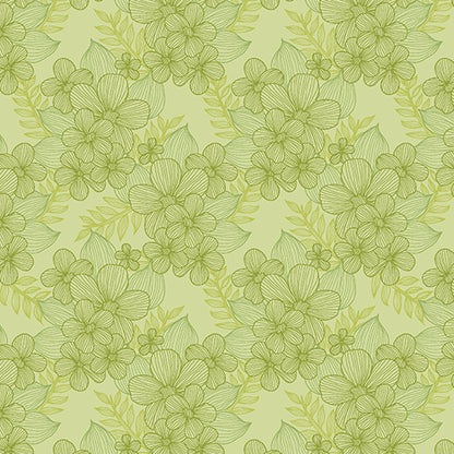 43-44" Wide LACE GREEN Floral Quilt Fabric from Judy's Bloom Collection by Eleanor Burns for Benartex - Sold by the Yard