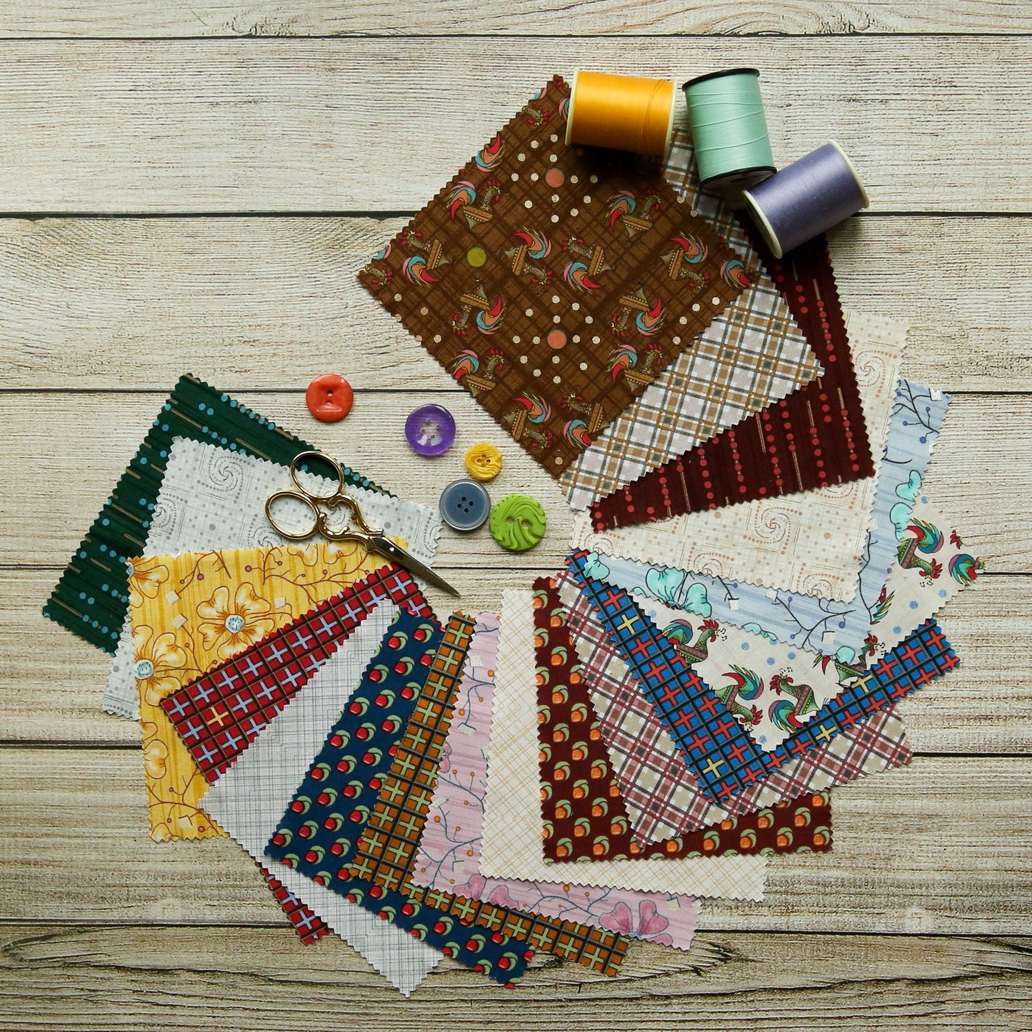 Lizzy Albright Fat Quarter Bundle CEDAR CHEST 18 Fat Quarters by Ricky Timms for Benartex - 18 Different Fat Quarters