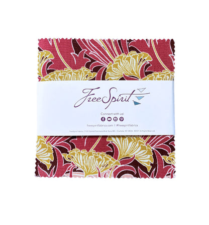 Charm Pack Quilt Fabric | Free Spirit Morris & Co Lodden Collection | 5" Squares | 42 Pieces