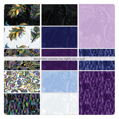 13 Fabric Fat Quarter Bundle - Luminescent Leaves Indigo by Ann Lauer for Benartex Traditions