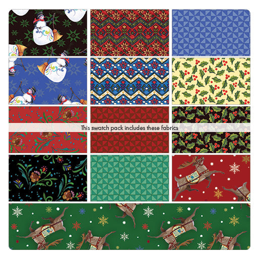 Fabric Fat Quarter Bundle MERRY & BRIGHT by Jim Shore for Benartex Designer Fabrics - 13 Fat Quarters - Quilt Fabric