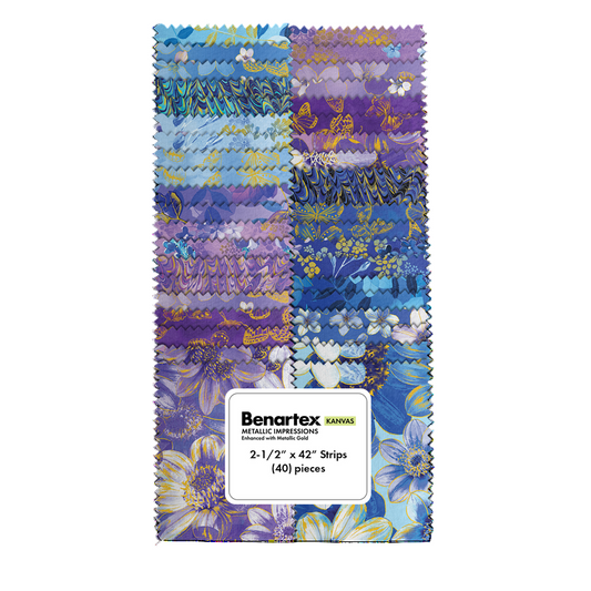 Precut Fabric Jelly Roll Metallic Impressions by Kanvas Studio for Benartex Fabrics - 2 1/2" Fabric Strips