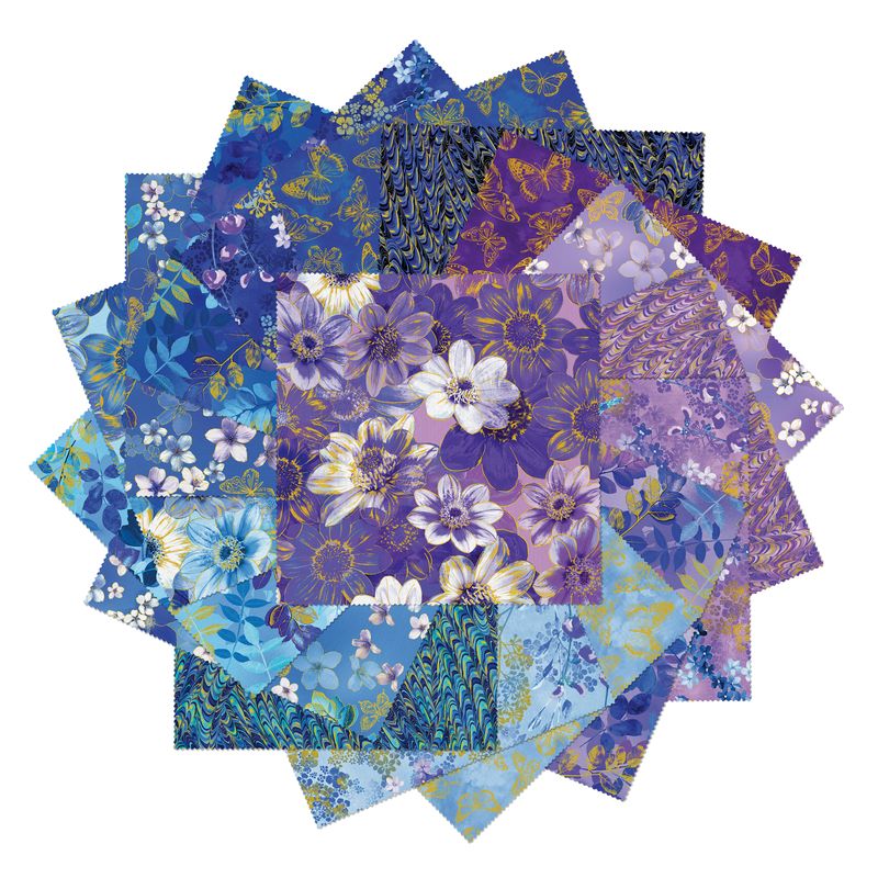 Precut Fabric Layer Cake Metallic Impressions by Kanvas Studio for Benartex Fabrics - 10" Fabric Squares
