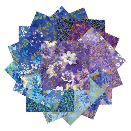 Precut Fabric Layer Cake Metallic Impressions by Kanvas Studio for Benartex Fabrics - 10" Fabric Squares