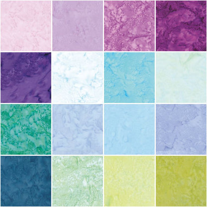 Precut Expressions Batik Fabric Charm Pack - Misty Meadows Hand Dyes by Riley Blake Designs - 5" Fabric Squares