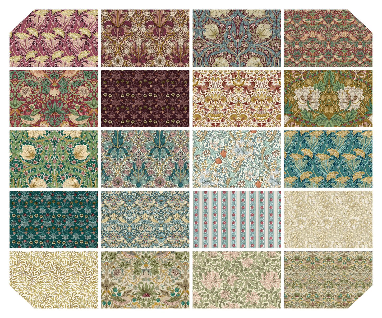 Fat Quarter Bundle Quilt Fabric | Free Spirit Morris & Co Lodden Collection | 20 Pieces