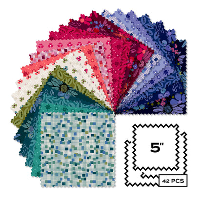 Charm Pack Quilt Fabric | Andover Mystic Meadow Collection | 5" Squares | 42 Pieces