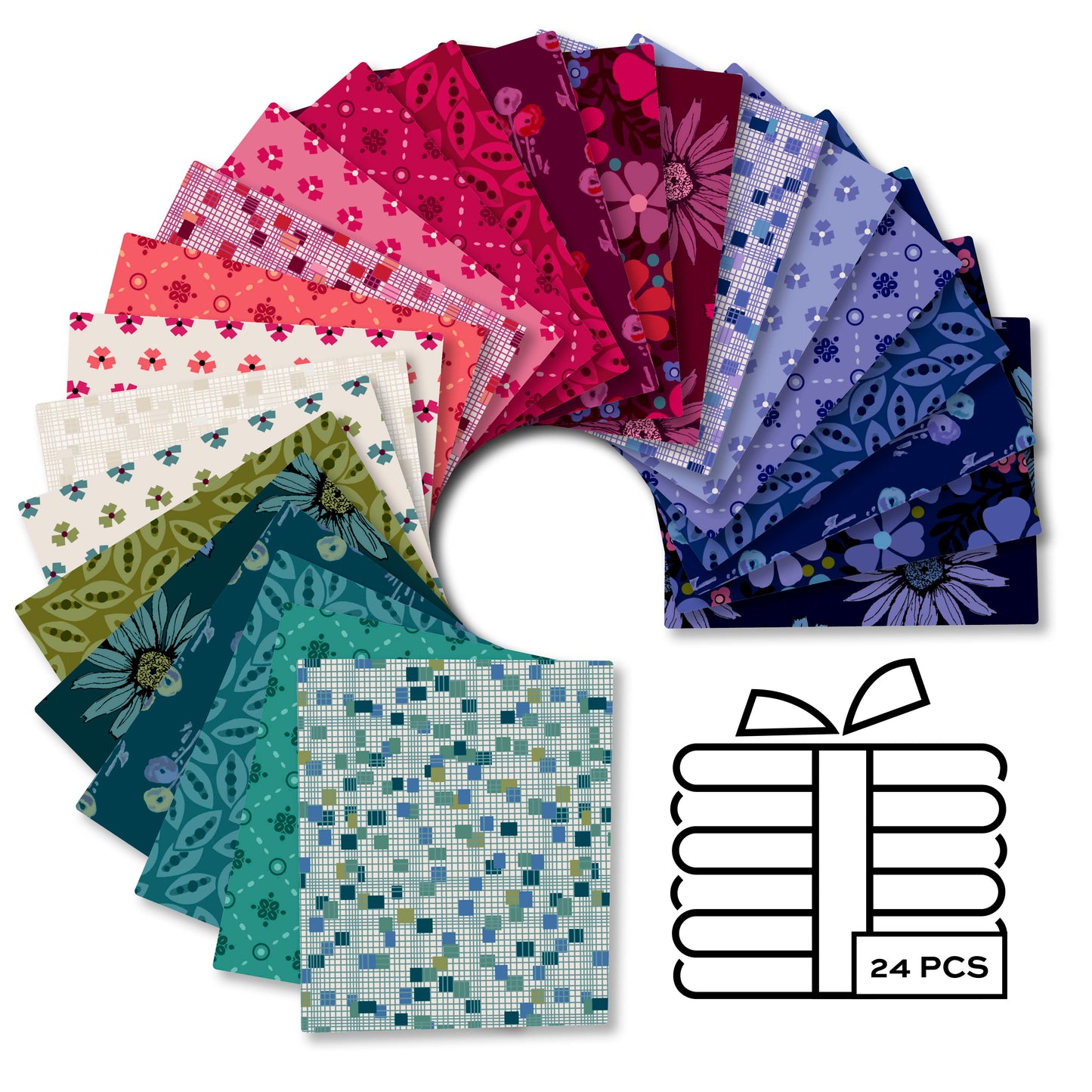 Fat Quarter Bundle Quilt Fabric | Andover Mystic Meadow Collection | 24 Pieces