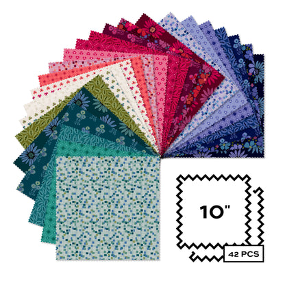 Layer Cake Quilt Fabric | Andover Mystic Meadow Collection | 10" Squares | 42 Pieces