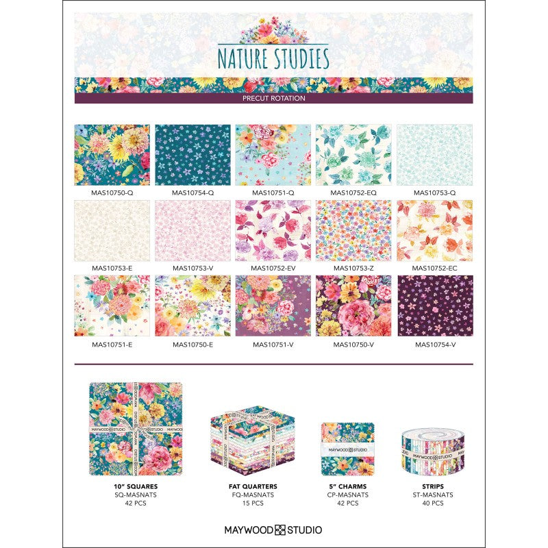 Jelly Roll Nature Studies Quilt Fabric Collection  | Maywood Studio - 40 Pieces