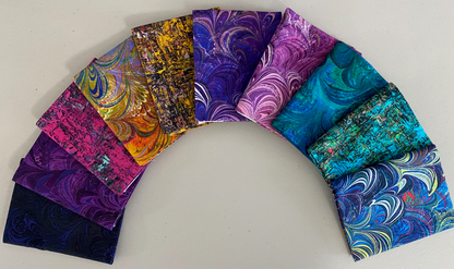 Paula Nadelstern POURED COLOR 10 Fat Quarter Fabric Bundle for Benartex Fabrics (Bundle 12355/12356-1) - 10 Different Fat Quarters