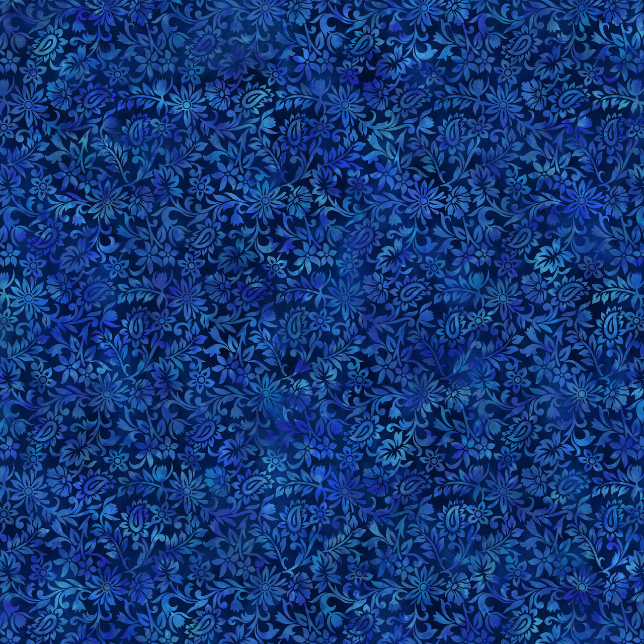 Blue Black Floral Blender | In The Beginning Prism II Collection | 100% Cotton Quilting Fabric