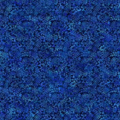 Blue Black Floral Blender | In The Beginning Prism II Collection | 100% Cotton Quilting Fabric