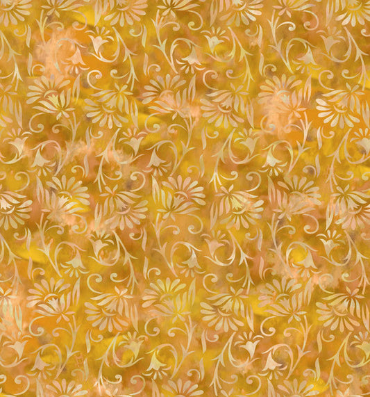 Golden Yellow Floral Blender | In The Beginning Prism II Collection | 100% Cotton Quilting Fabric