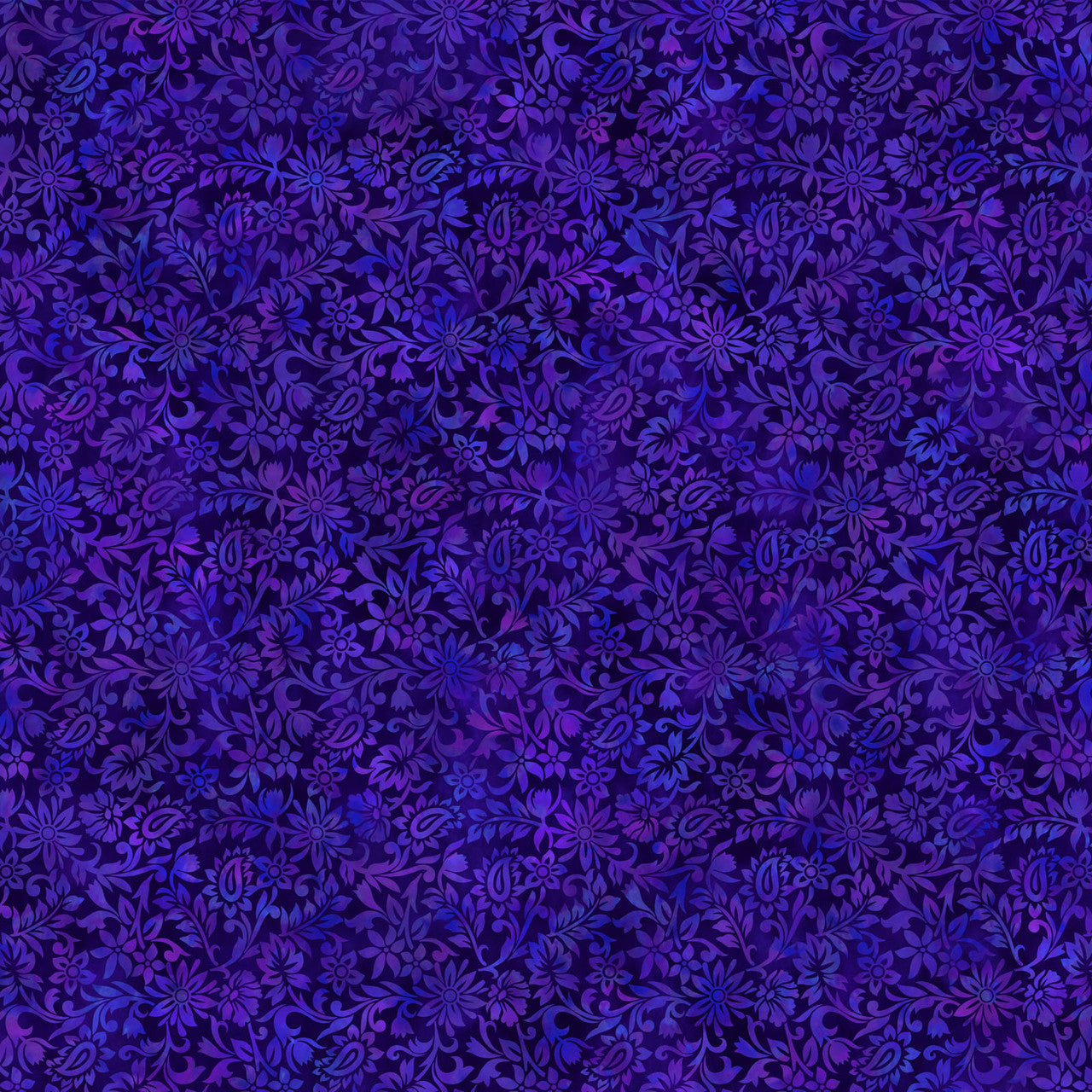 Purple Black Floral Blender | In The Beginning Prism II Collection | 100% Cotton Quilting Fabric