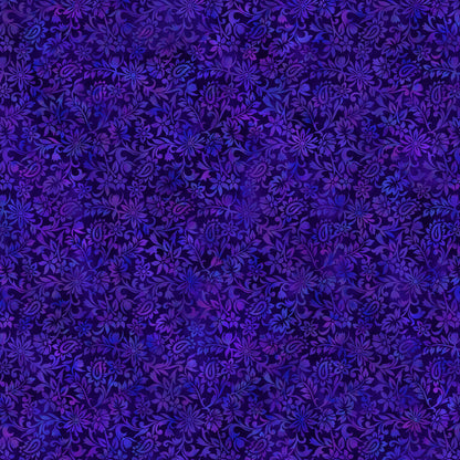 Purple Black Floral Blender | In The Beginning Prism II Collection | 100% Cotton Quilting Fabric