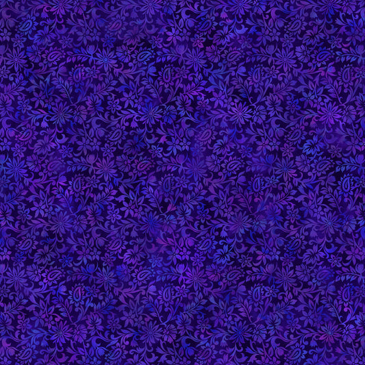 Purple Black Floral Blender | In The Beginning Prism II Collection | 100% Cotton Quilting Fabric