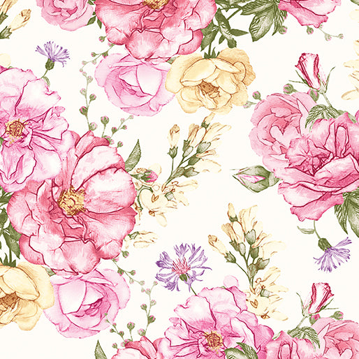 43-44" Wide ROSELAND ROSE Floral Quilt Fabric from Judy's Bloom Collection by Eleanor Burns for Benartex - Sold by the Yard