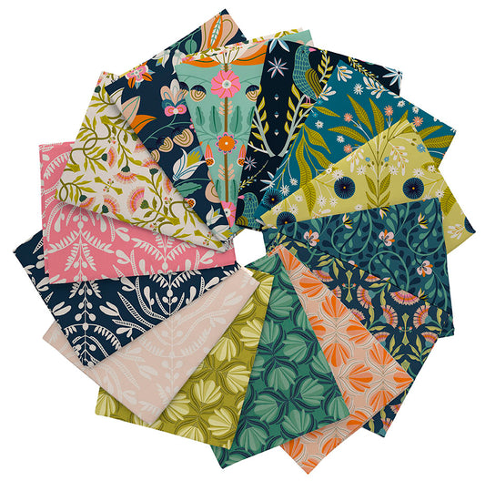 Fat Quarter Bundle Quilt Fabric | QT Fabrics Serenade Organic Cotton Collection  | 14 Pieces
