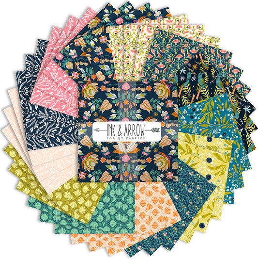 Layer Cake Quilt Fabric | QT Fabrics Serenade Organic Cotton Collection  | 10" Squares | 42 Pieces