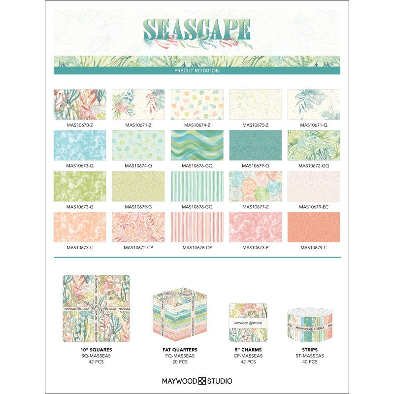 Fat Quarter Bundle Quilt Fabric Seascape Collection | Maywood Studio - 20 Pieces
