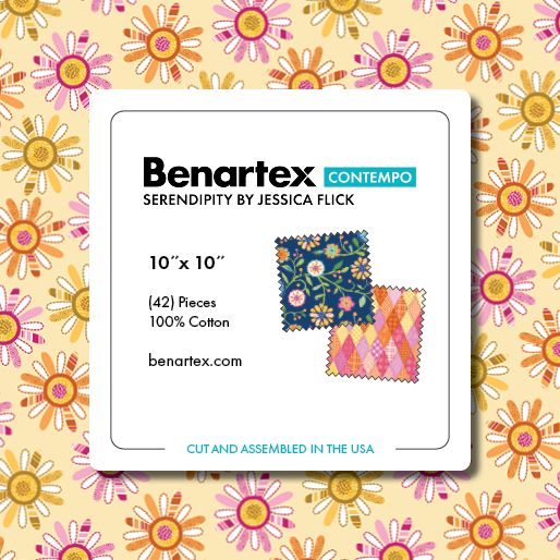 Fabric Layer Cake Serendipity by Jessica Flick for Benartex Contempo - 10" Squares