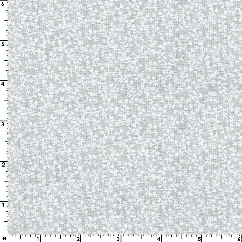 White Quilting Fabric - Small Vines Background Fabric - Sold by the Yard