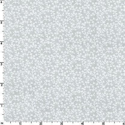 White Quilting Fabric - Small Vines Background Fabric - Sold by the Yard