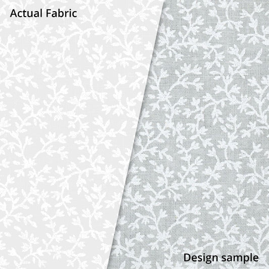 White Quilting Fabric - Small Vines Background Fabric - Sold by the Yard