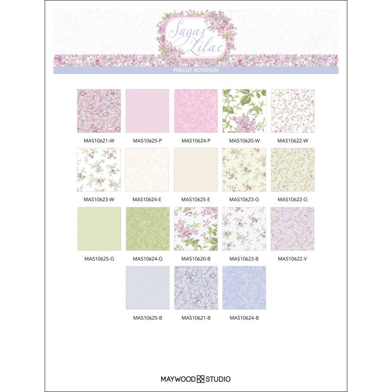 2 1/2" Fabric Strip Set Maywood Studio Sugar Lilac - 40 Fabric Strips 2-1/2" x 42" - 16 Different Fabrics