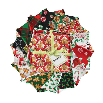 Fat Quarter Bundle Quilting Fabric Sugar and Spice by Nicole Decamp - 14 Christmas Fat Quarters