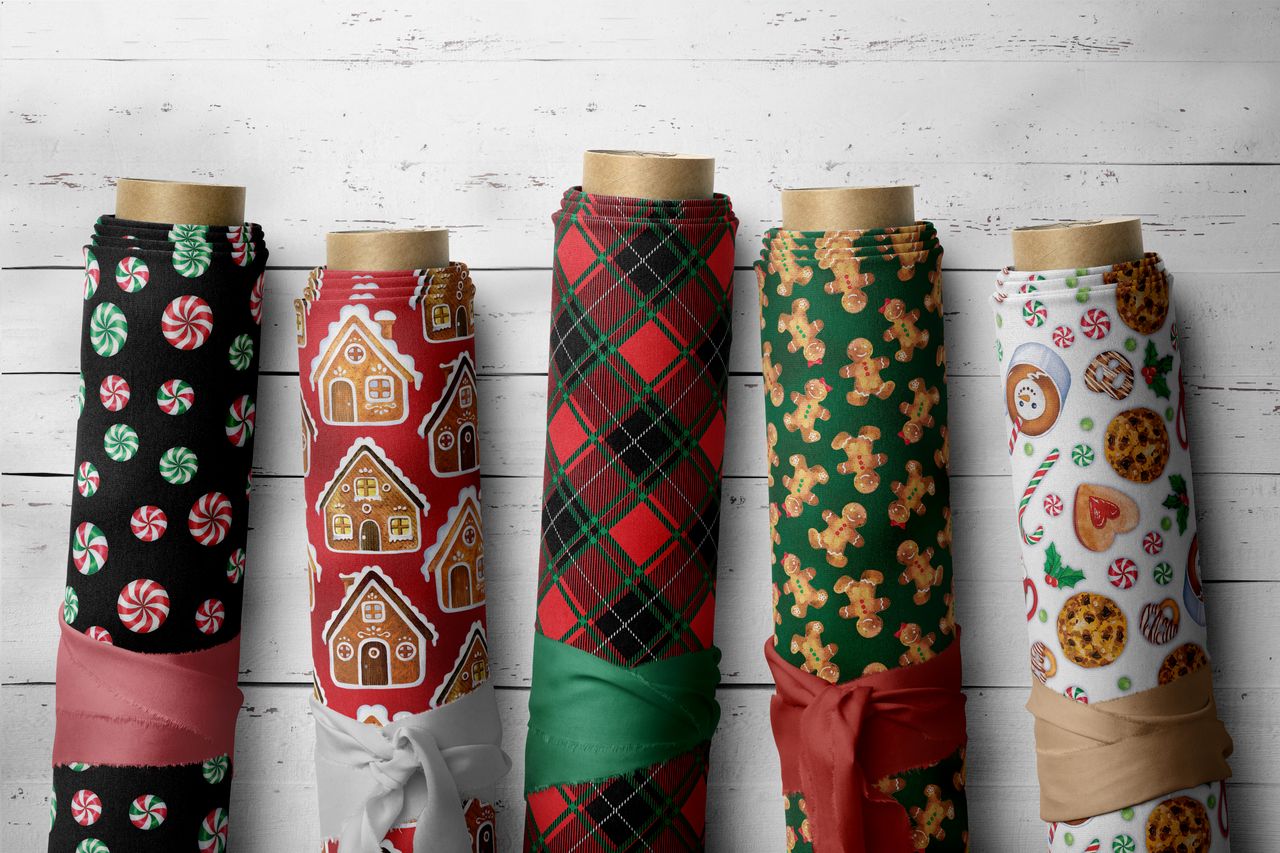 Fat Quarter Bundle Quilting Fabric Sugar and Spice by Nicole Decamp - 14 Christmas Fat Quarters