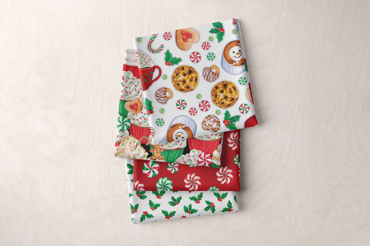 Fat Quarter Bundle Quilting Fabric Sugar and Spice by Nicole Decamp - 14 Christmas Fat Quarters