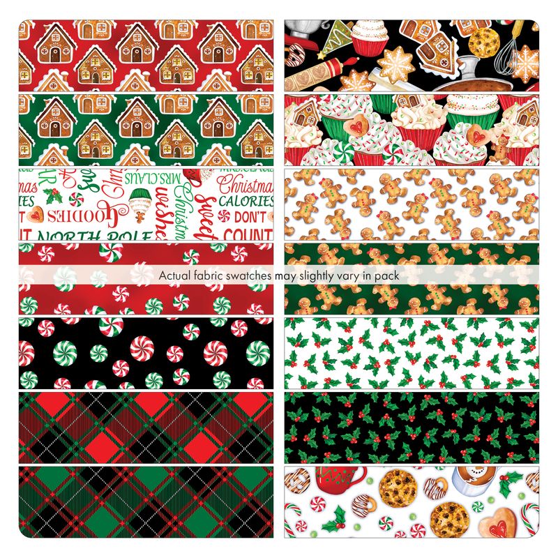Fat Quarter Bundle Quilting Fabric Sugar and Spice by Nicole Decamp - 14 Christmas Fat Quarters