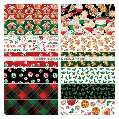 Fat Quarter Bundle Quilting Fabric Sugar and Spice by Nicole Decamp - 14 Christmas Fat Quarters