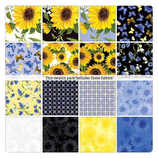 Fabric Layer Cake SUNFLOWER SUNRISE by Kanvas Studio for Benartex - 10" Squares