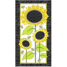 SUNFLOWERS and HONEY Panel by Kim Schaefer for Andover Fabrics - AKA Day Pollinator Panel