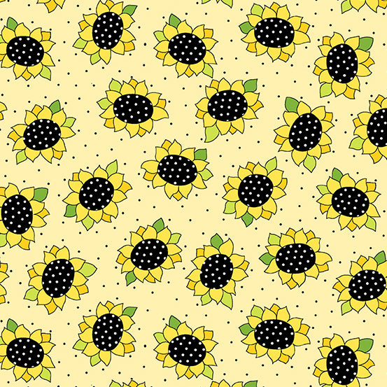 SUNFLOWERS AND HONEY Sunshine Sunflower Heads by Kim Schaefer for Andover Fabrics - Sold by the Yard