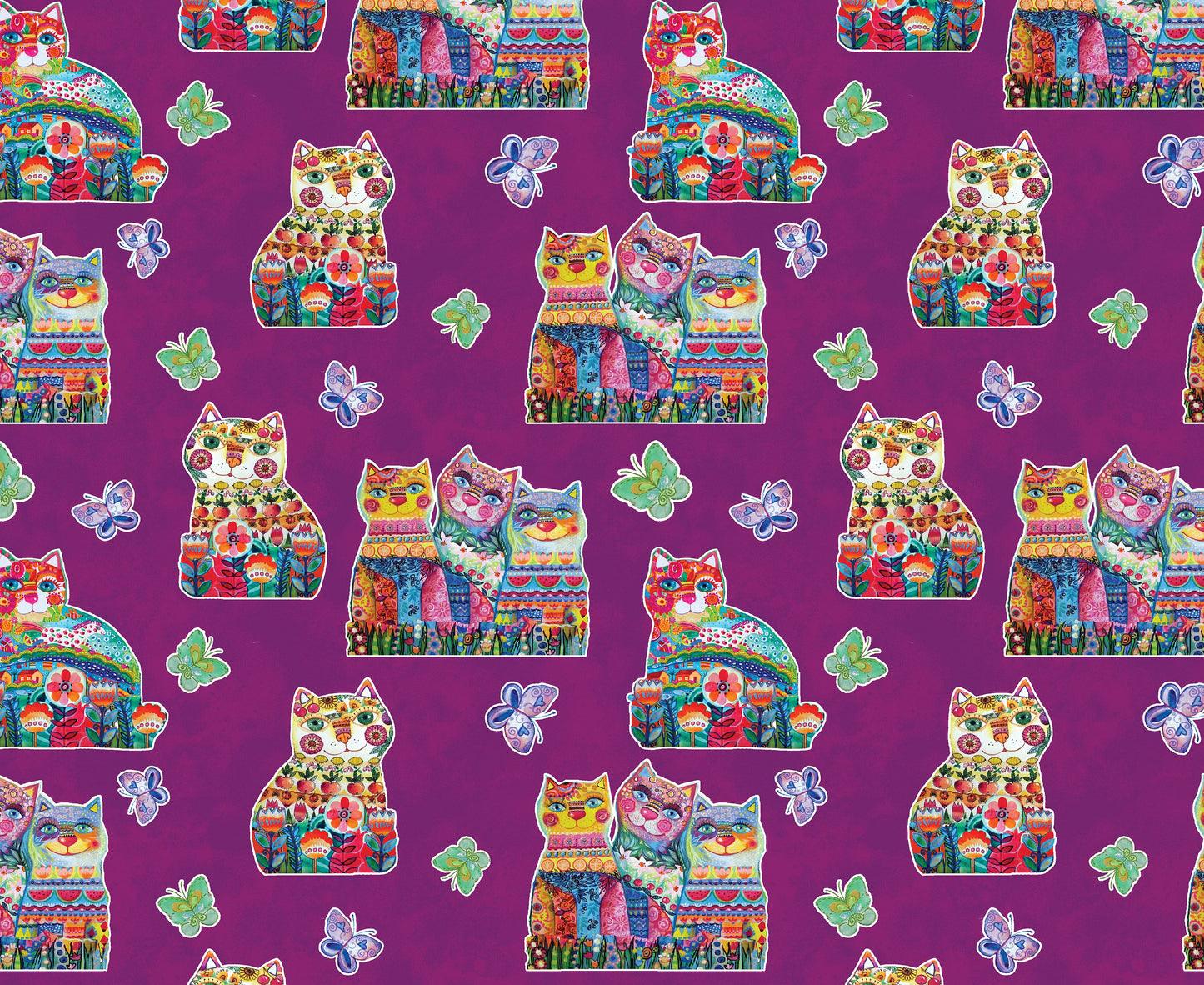 Fabric Layer Cake Sunshine Cats by Oxana Zaika for Benartex Artistry - 10" Squares