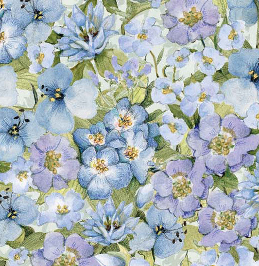 Blue Purple Green Floral | Springs Creative Sweet as Can Bee Collection | 100% Cotton Quilting Fabric