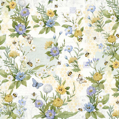 Blue Lavender Floral | Springs Creative Sweet as Can Bee Collection | 100% Cotton Quilting Fabric