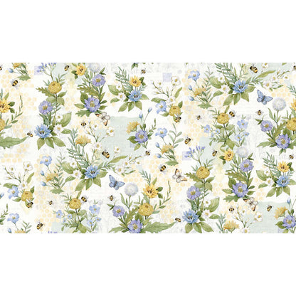 Blue Lavender Floral | Springs Creative Sweet as Can Bee Collection | 100% Cotton Quilting Fabric