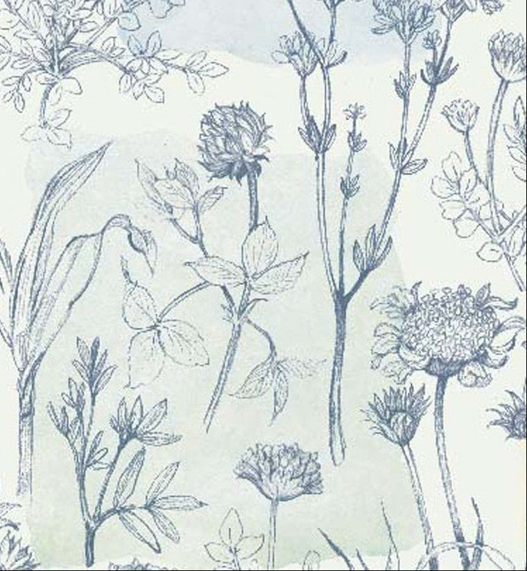 Gray/Blue Floral | Springs Creative Sweet as Can Bee Collection | 100% Cotton Quilting Fabric
